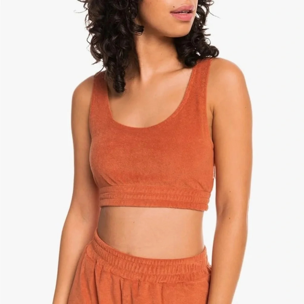 Roxy Womenβs Threes Company Organic Terry Cami Braletteβ Baked Clay Medium NWT